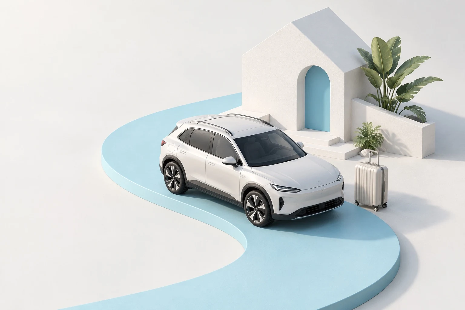 A car, home and suitcase illustrating a longer subscription